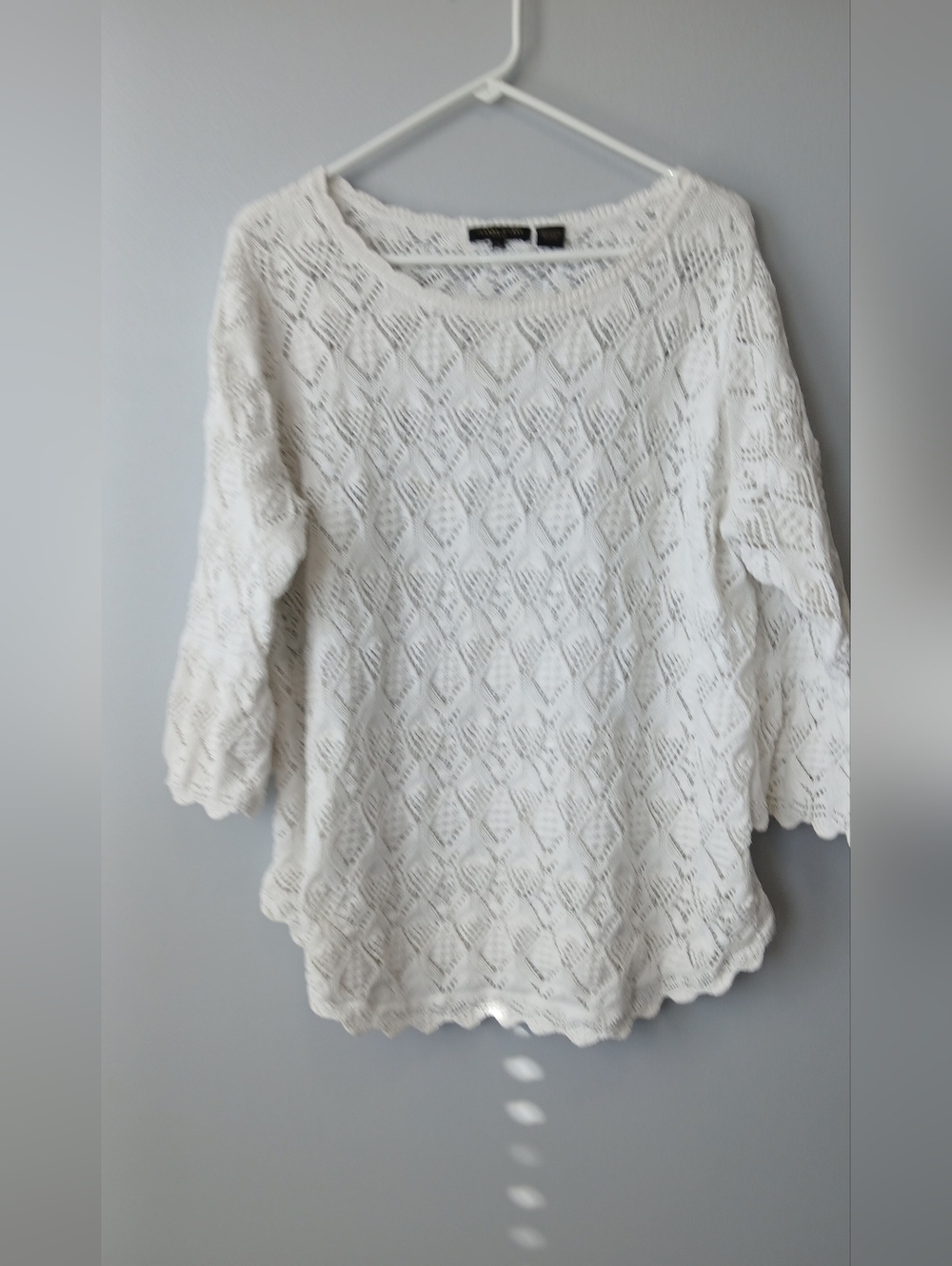 100% Cotton Crochet Sweater Flare Sleeves Women 2X Boho Granola Festival Y2K